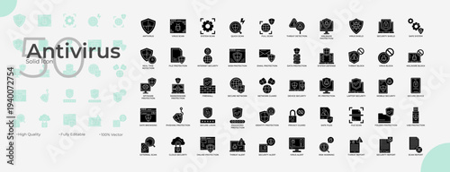 Antivirus Solid Editable Icons set