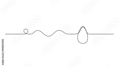 Roller coaster track with a loop and a single drop, stylized as a continuous black line drawing on a white background