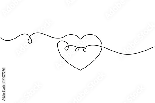 Love shape continuous one line drawing minimalist style isolate outline vector illustration