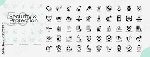 Security And Protection Duotone Editable Icons set