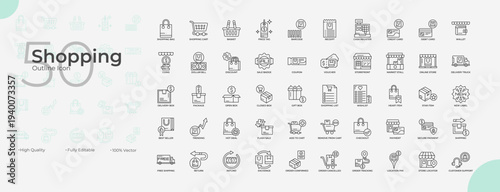 Shopping Line Editable Icons set