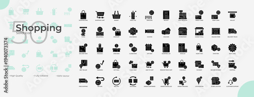 Shopping Solid Editable Icons set