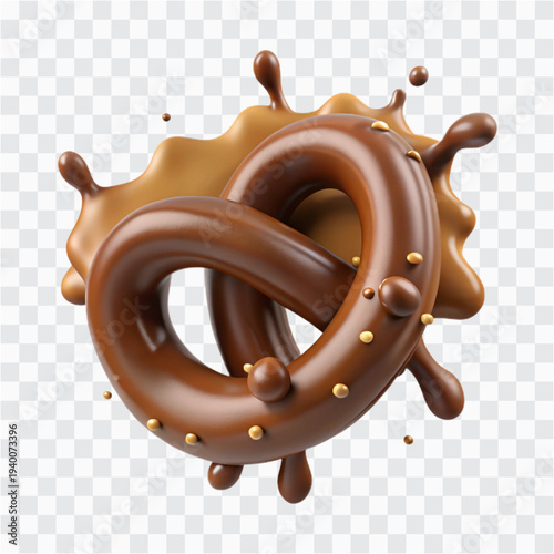 3D Chocolate Pretzel | Splash Motion, Sweet Snack Icon