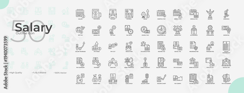 Salary Line Editable Icons set