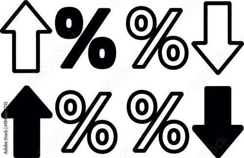 Percentage and arrow symbols for data visualization