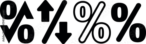 Percentage symbols with arrows indicating change