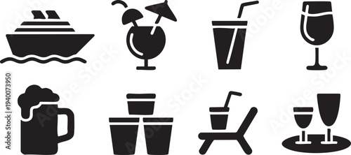 Cruise Party Beach Vacation Icons