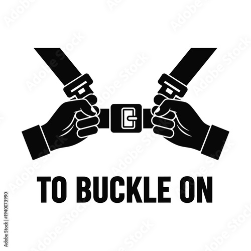 A graphic illustration depicts two hands reaching for a seatbelt buckle emphasizing the importance of safety and restraint high quality professional detailed modern elegant