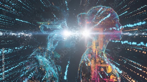 Digital Connection Between Two People.