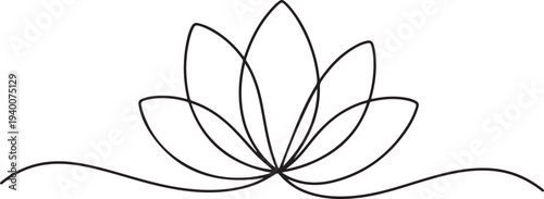 Elegant handdrawn lotus flower illustration with smooth lines and petals