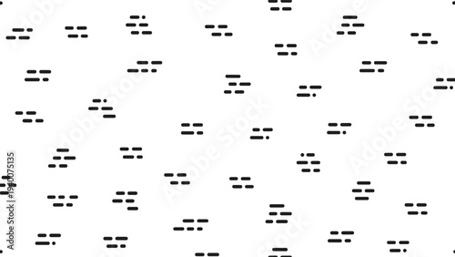 Simple minimalist geometric pattern consisting of black dashed lines of different lengths scattered across a clean white background.