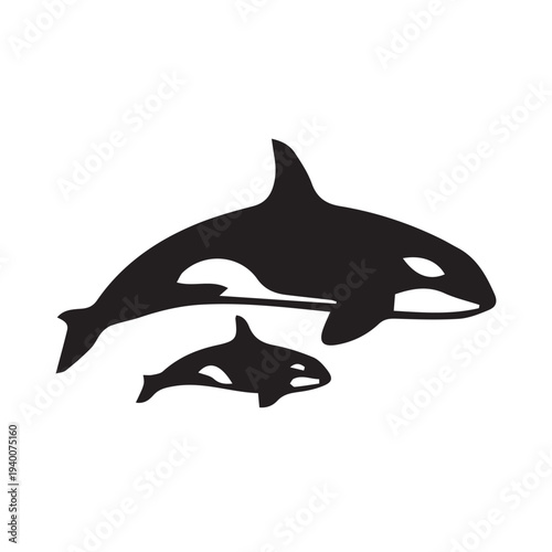 Orca Whale Silhouette – Minimal Whale Black and White Vector Icon