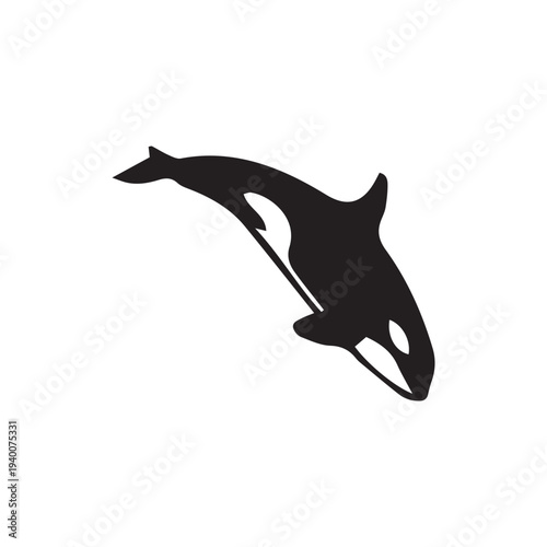 Orca Whale Silhouette – Minimal Whale Black and White Vector Icon