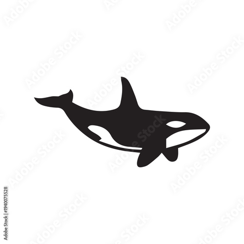 Orca Whale Silhouette – Minimal Whale Black and White Vector Icon