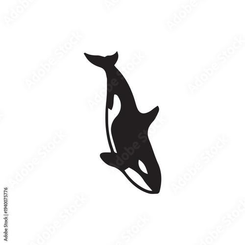 Orca Whale Silhouette – Minimal Whale Black and White Vector Icon