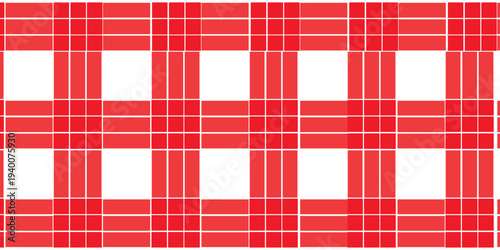 Red and White Plaid Checkered Pattern. Soft red and white plaid pattern with evenly spaced checkered grid, ideal for fabric, wallpaper, baby backgrounds, and feminine design projects.eps10