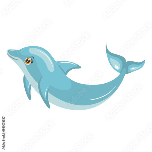 Cute Dolphin Character in Action. Vector Illustration in Cartoon Style.