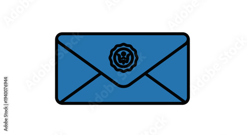 Blue Envelope with Seal Icon.