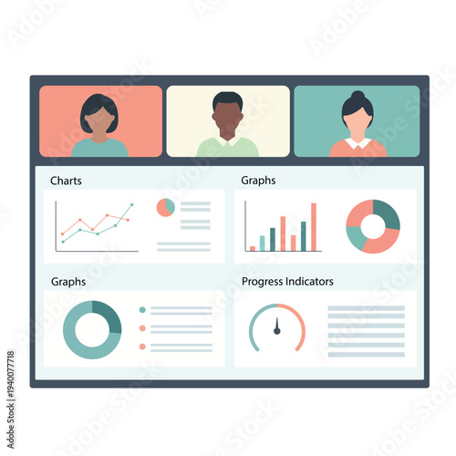 Virtual Conference Call with Shared Business Dashboard