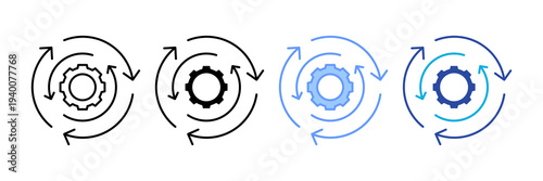 Process  White Icon Set Design