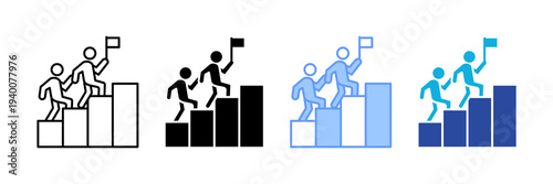 Leadership White Icon Set Design