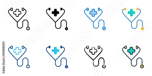 Health Checkup icons set multiple style collection. Editable stroke 

