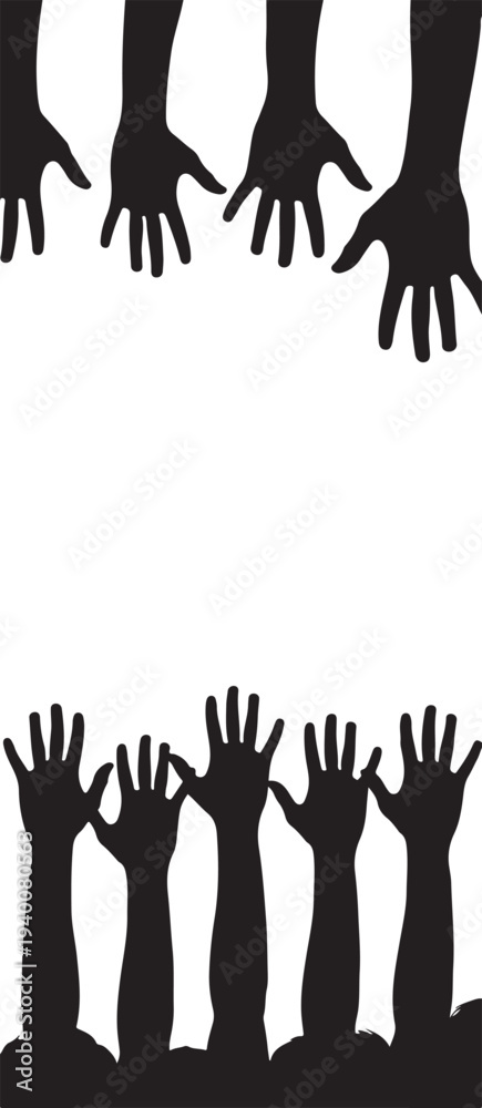 Fototapeta premium Hands raised in unity and protest