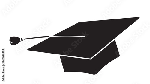 Graduation cap with a broom for magical education and academic achievement concepts, symbolizing new beginnings.