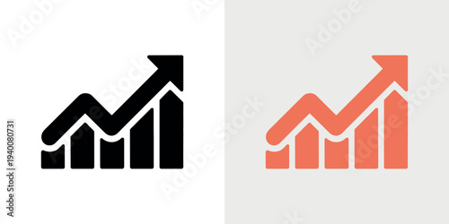 Black and orange graph with arrows chart symbol growth