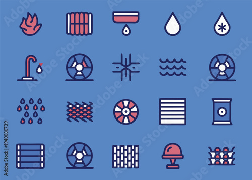 Air and water purification icons rest on a blue background.