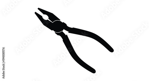 Black silhouette of combination pliers on a white background