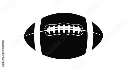 Simple black and white illustration of an american football with laces
