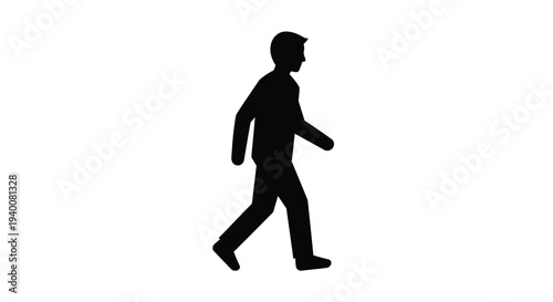 Silhouette of a man walking isolated on a plain white background