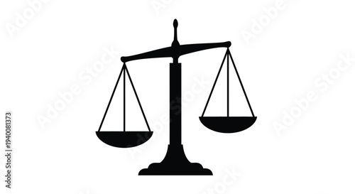 A black silhouette of classic scales representing justice and balance