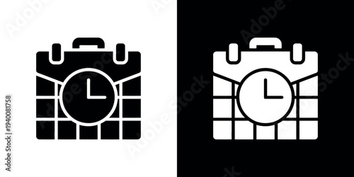 Black and white calendar clock symbol 1