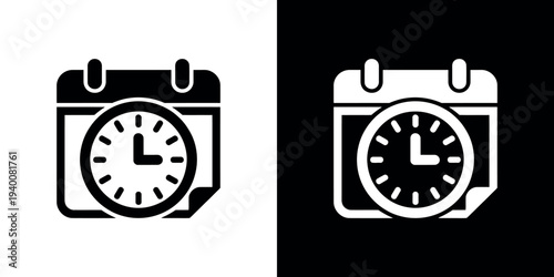 Black and white calendar clock symbol 2