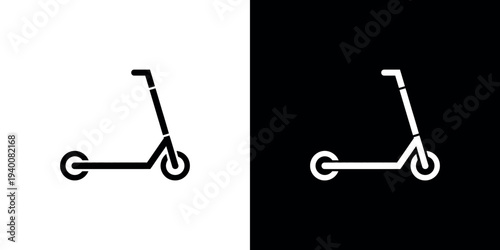 Black and white electric scooter on split background