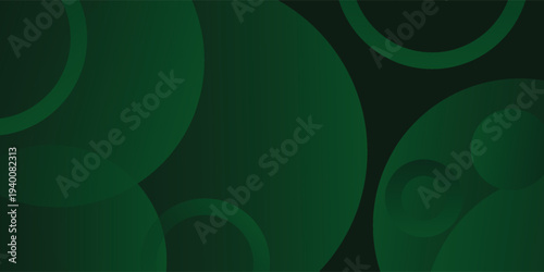 Abstract dark green circle geometric background. Simple overlap circle shapes pattern. Eps10 vector