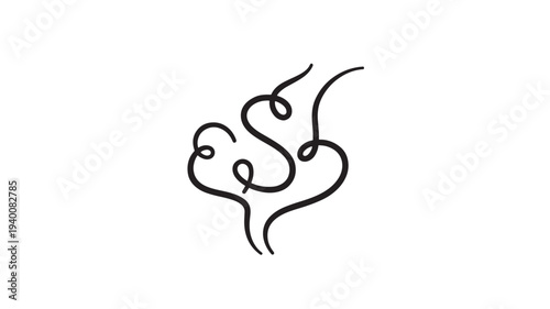 Abstract swirly black lines creating a subtle, organic shape on a white background, suggestive of movement or aroma