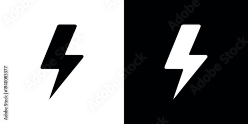 Black and white lightning bolt on split color background