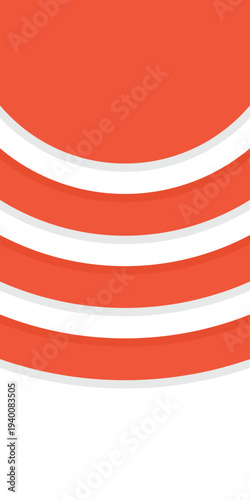 Geometric circle radial background. Orange and white with shadow. Running track banner