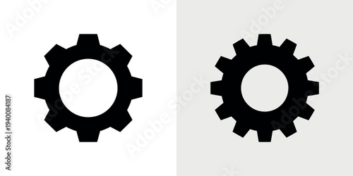 Black gear on white and gray background