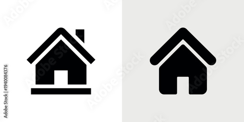 Black house on white and gray backgrounds