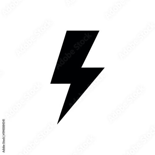 Black lightning bolt on white background symbol electricity