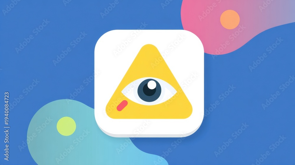 Obraz premium This design features a simple eye icon with a warning sign, placed in a wellness-themed digital layout for applications enhancing health.