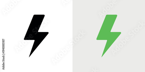 Black and green lightning bolt symbol electricity