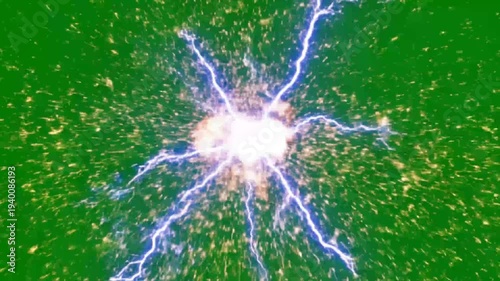Electric Energy Burst with Green Particles Abstract Background