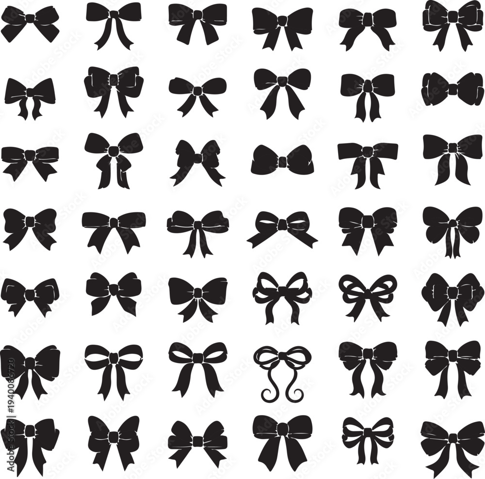 Fototapeta premium Decorative bows ribbon set