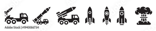 Rocket launch vehicles and equipment icons