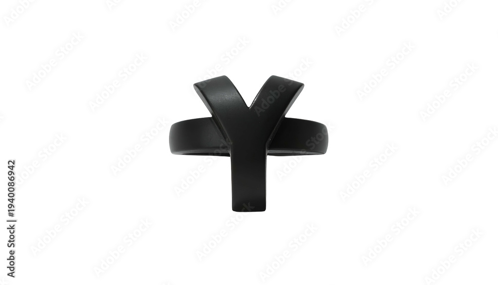 Fototapeta premium 3D rendered, matte black symbol against solid black background. Currency icon